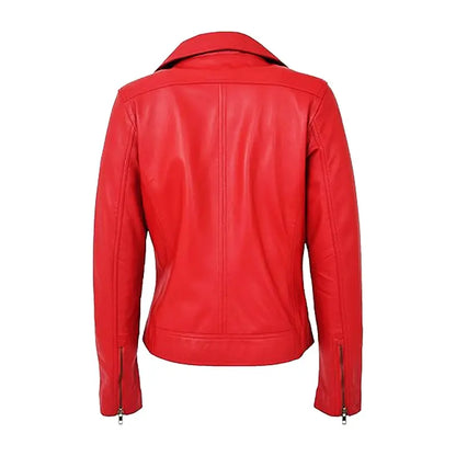 Notch Biker Red Leather Jacket