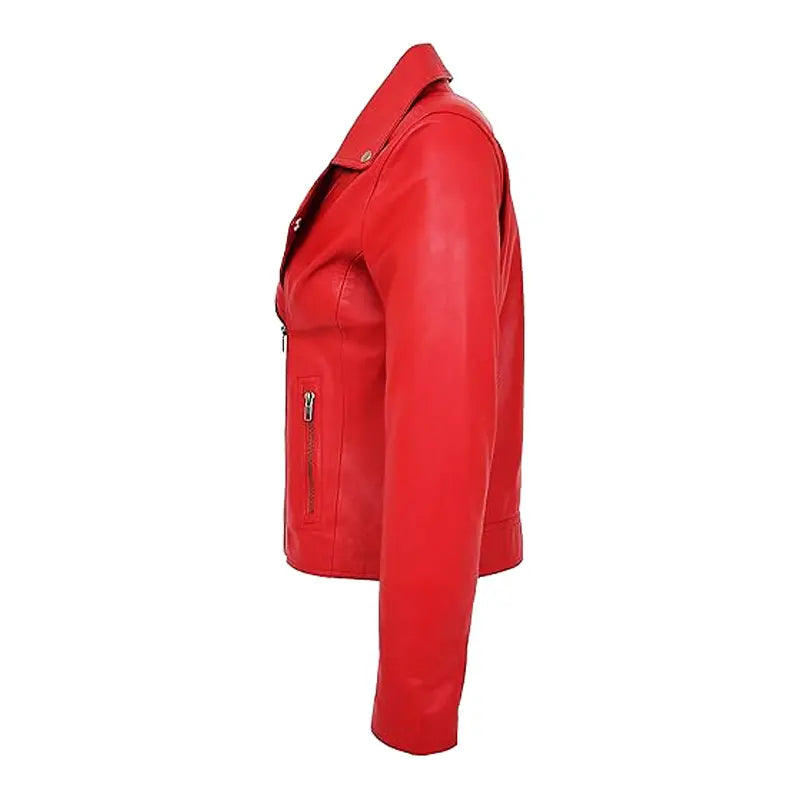 Notch Biker Red Leather Jacket