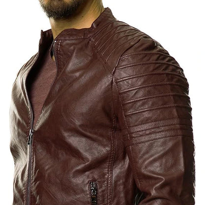 Quilted Brown Biker Leather Jacket