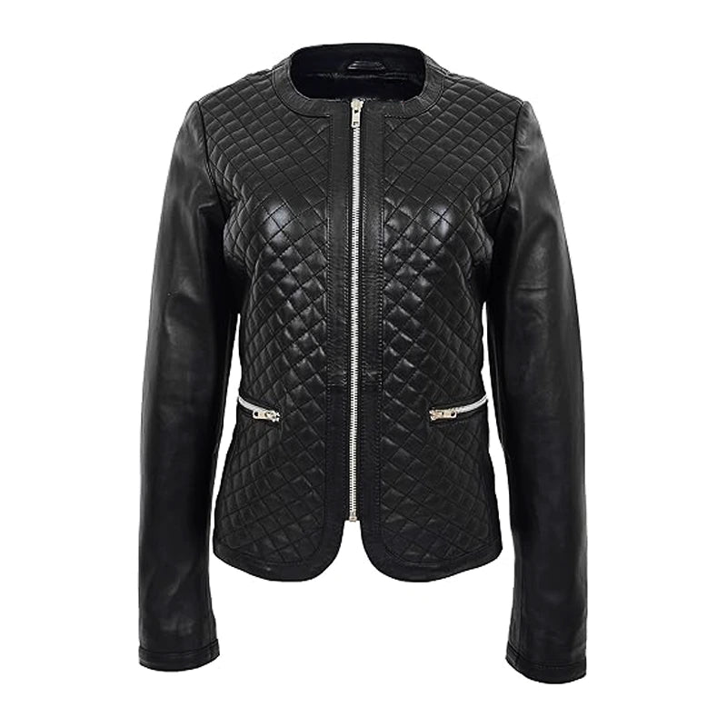Black Quilted Leather Jacket
