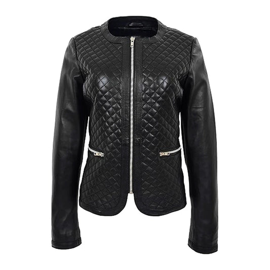 Black Quilted Leather Jacket