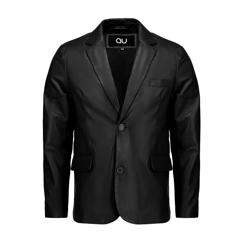 Allure Black Casual Leather Blazer