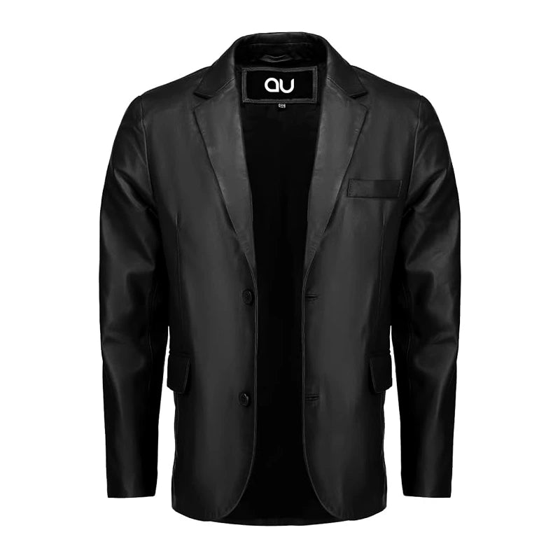 Allure Black Casual Leather Blazer