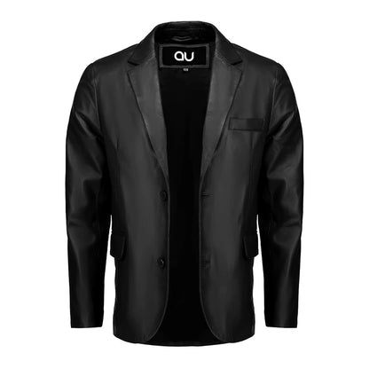 Allure Black Casual Leather Blazer