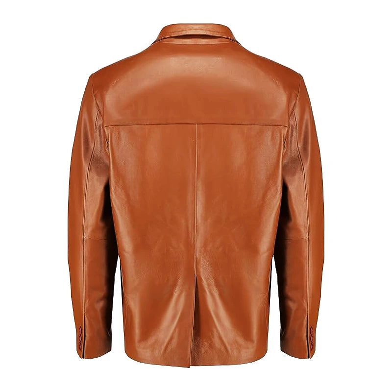 Allure Tan Casual Leather Blazer