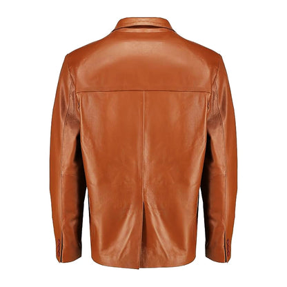 Allure Tan Casual Leather Blazer
