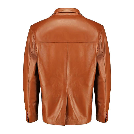 Allure Tan Casual Leather Blazer