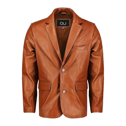 Allure Tan Casual Leather Blazer