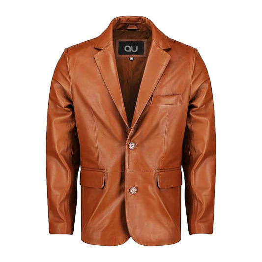 Allure Tan Casual Leather Blazer