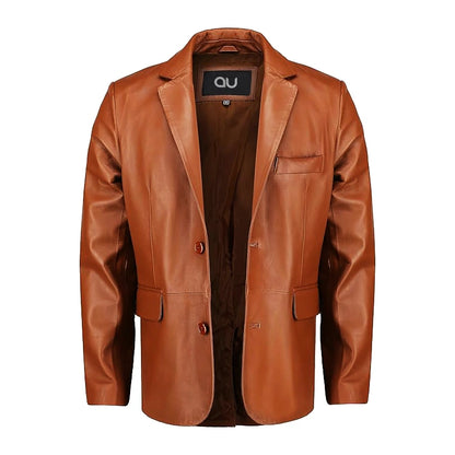 Allure Tan Casual Leather Blazer