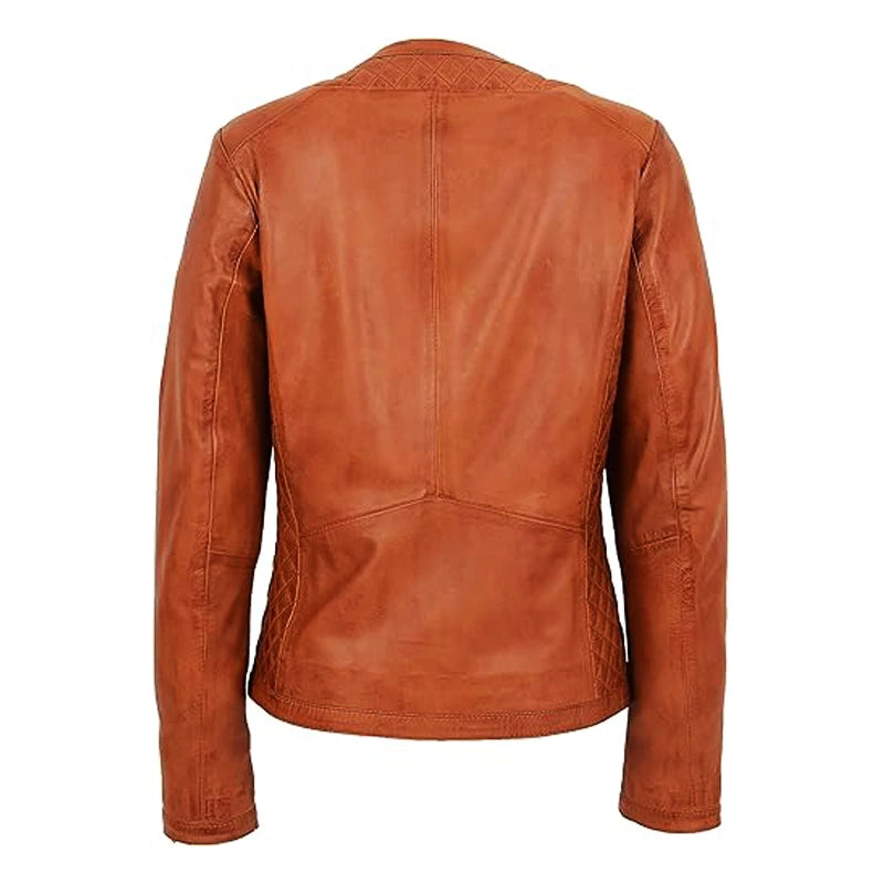 Brown Quilted Leather Jacket