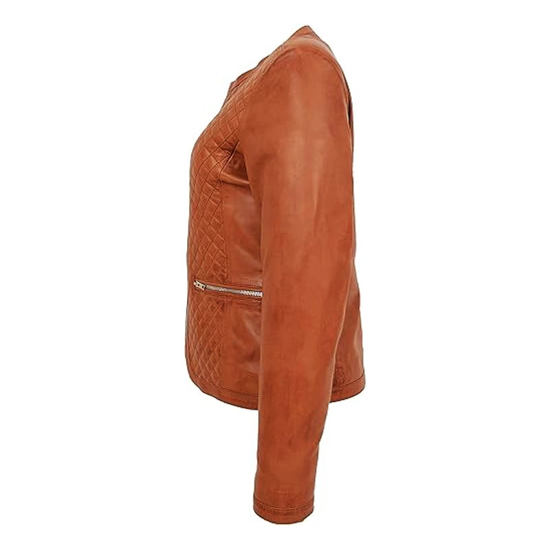 Brown Quilted Leather Jacket