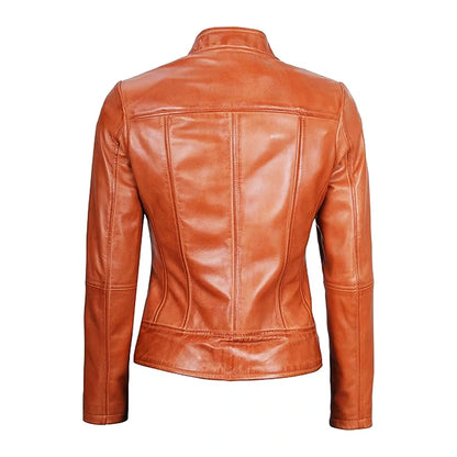 Brown Cafe Racer Leather Motorcycle Jacket