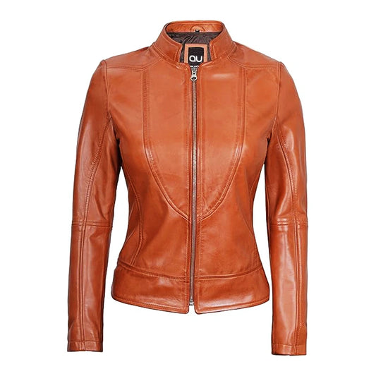 Brown Cafe Racer Leather Motorcycle Jacket