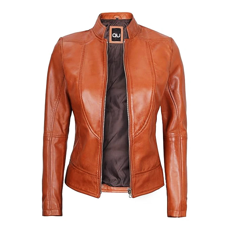 Brown Cafe Racer Leather Motorcycle Jacket