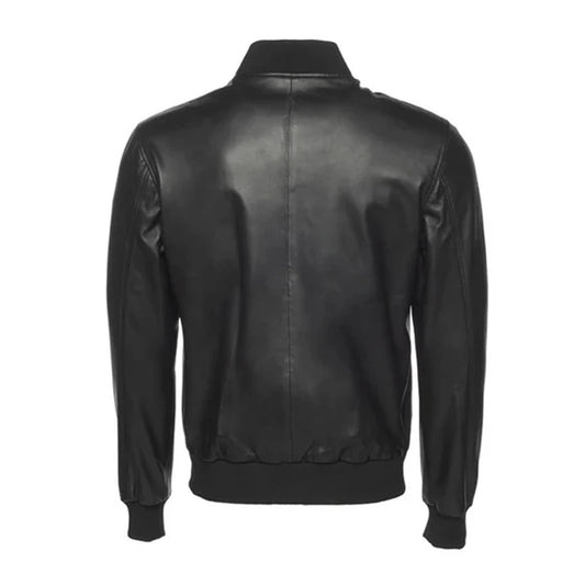 Classic Black Bomber Leather Jacket