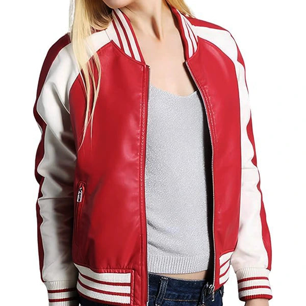 Heritage Leather Varsity Jacket Red-White