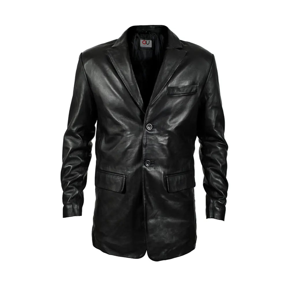 Degra Black Oversized Leather Blazer
