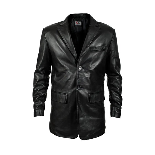 Degra Black Oversized Leather Blazer