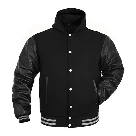 Hooded Varsity Bomber Jacket