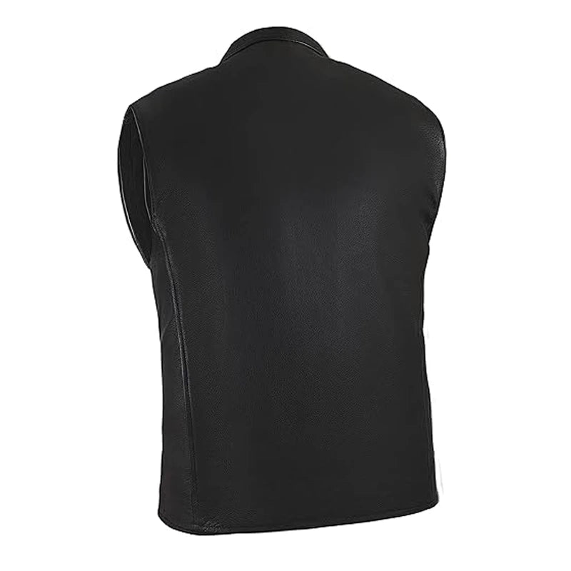Black Leather Biker Vest