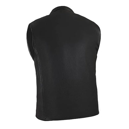 Black Leather Biker Vest