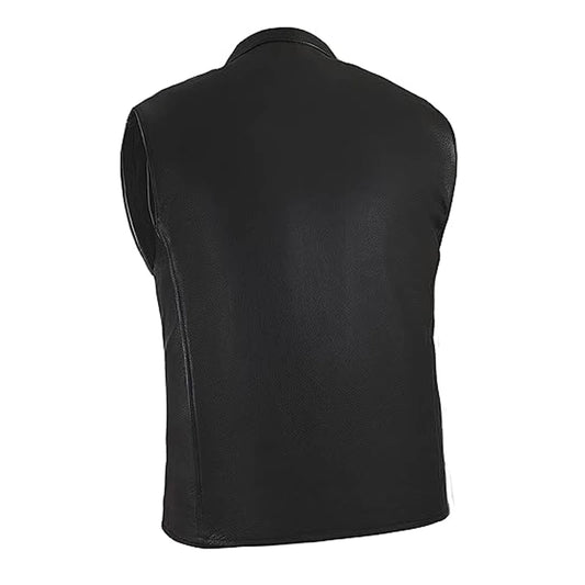 Black Leather Biker Vest