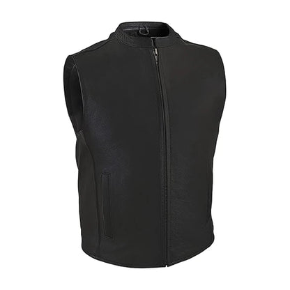 Black Leather Biker Vest