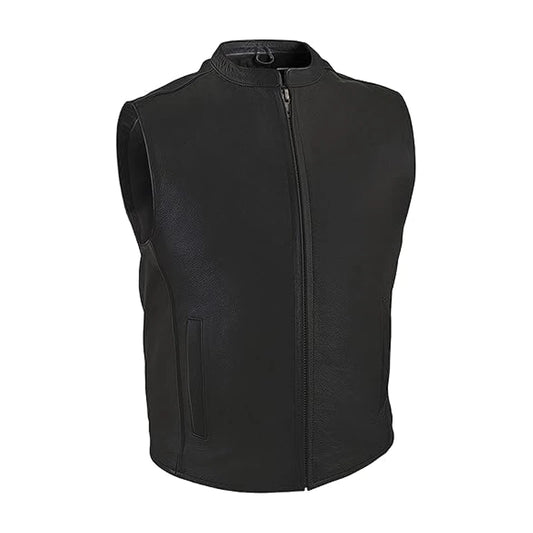 Black Leather Biker Vest