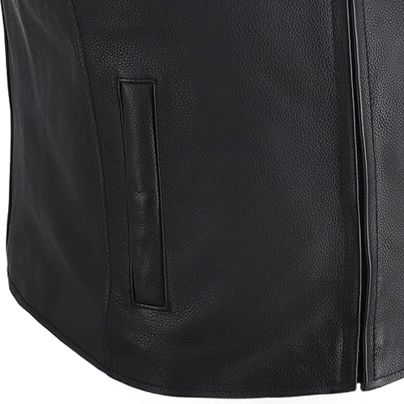 Black Leather Biker Vest