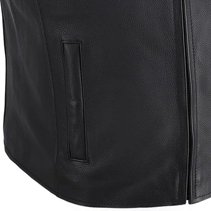 Black Leather Biker Vest