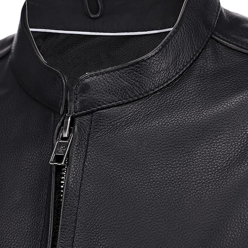 Black Leather Biker Vest