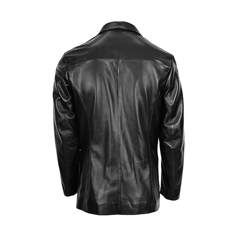 Maverick Black Leather Blazer