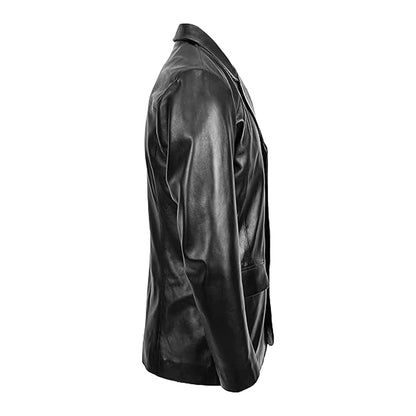 Maverick Black Leather Blazer