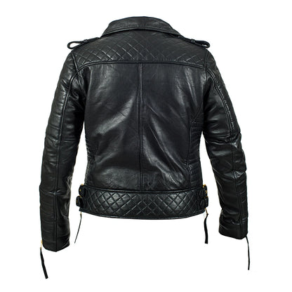 Gold Black Quilted Leather Jacket