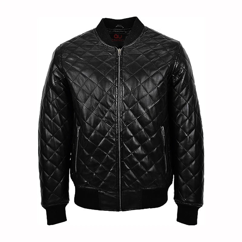 Quilted Black Bomber Jacket