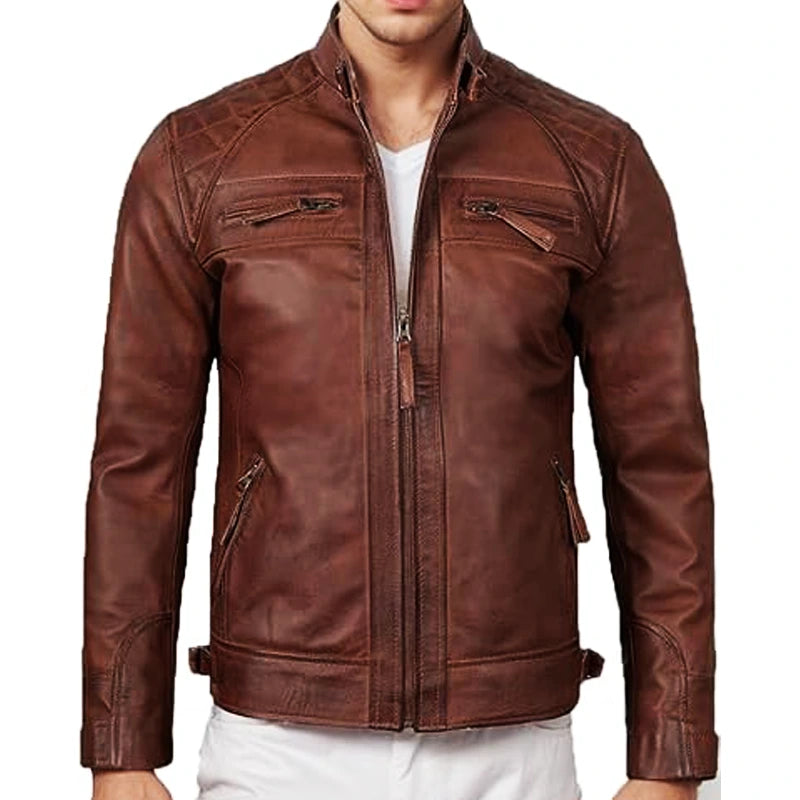 Cafe Racer Brown Leather Jacket