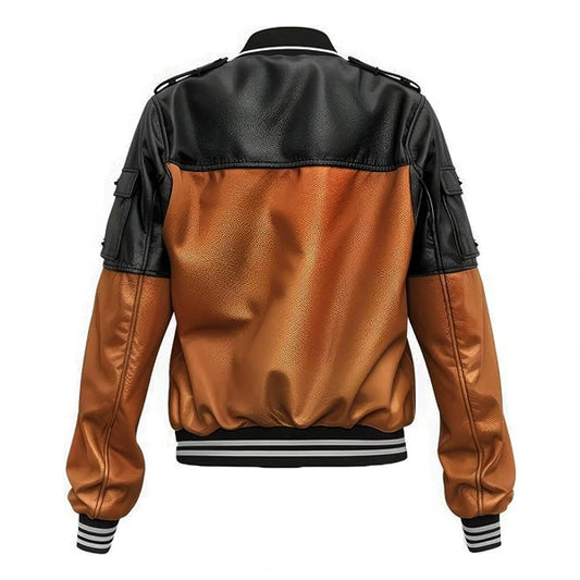 Heritage Brown Leather Bomber Jacket