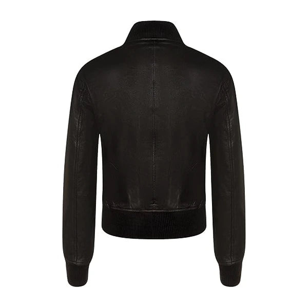 Nappa Black Leather Bomber Jacket