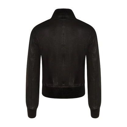 Nappa Black Leather Bomber Jacket