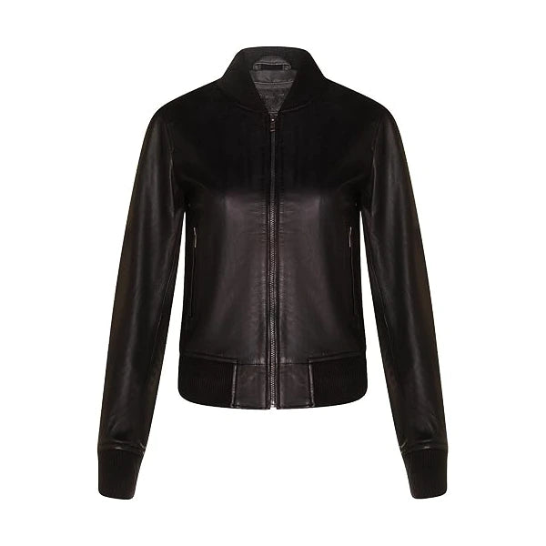 Nappa Black Leather Bomber Jacket
