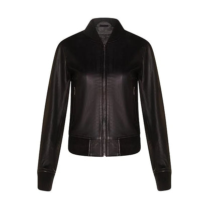 Nappa Black Leather Bomber Jacket