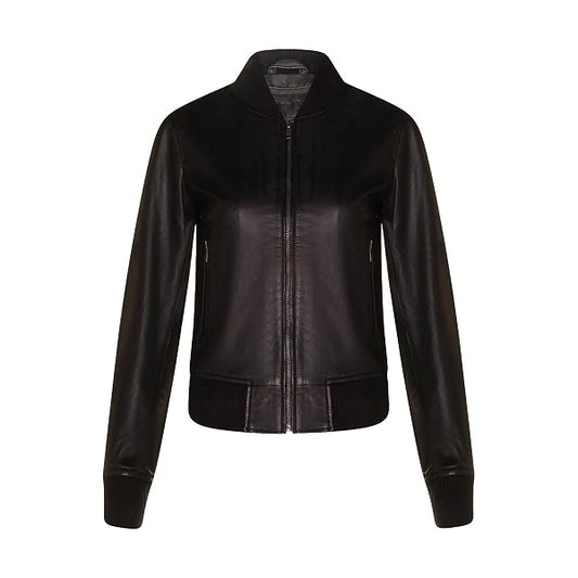 Nappa Black Leather Bomber Jacket