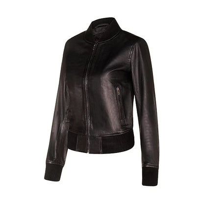 Nappa Black Leather Bomber Jacket