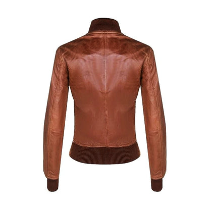 Nappa Brown Leather Bomber Jacket