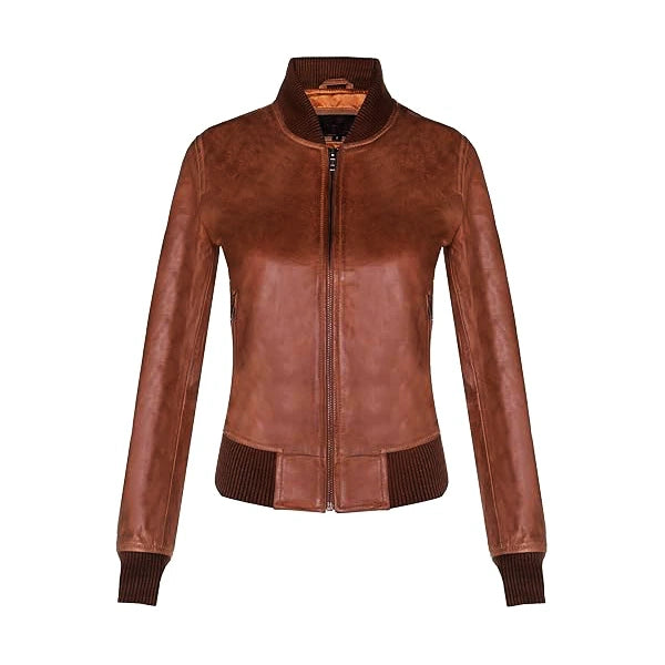 Nappa Brown Leather Bomber Jacket