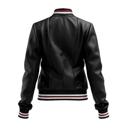 Heritage Black Leather Bomber Jacket