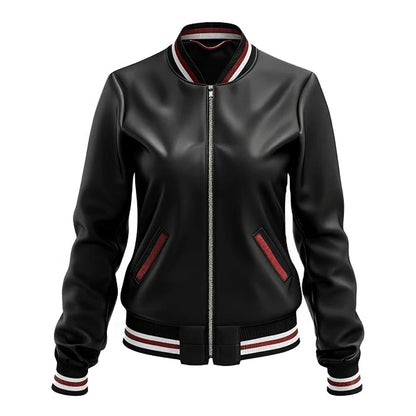 Heritage Black Leather Bomber Jacket