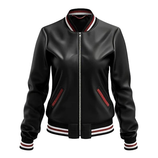 Heritage Black Leather Bomber Jacket