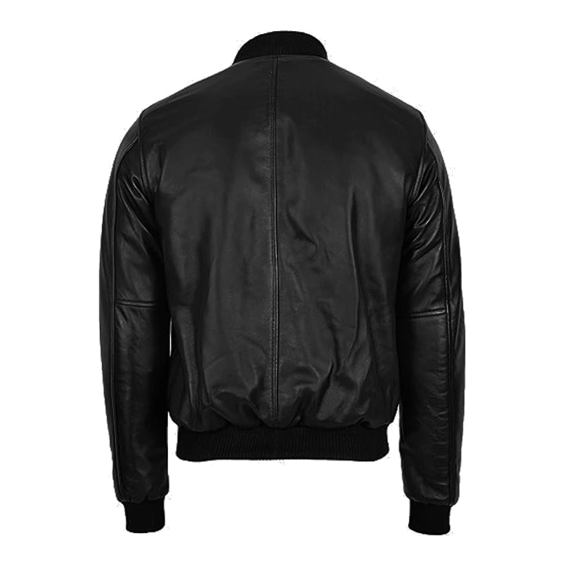 Classic Black Zipper Bomber Jacket